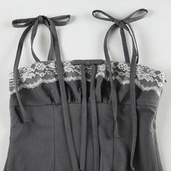 Hnewly Bandage Bow Stitching Crop Top Women Patchwork Lace Sleeveless Slim-fitting Tees y2k Vintage Vest Korean Fashion Camisole