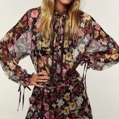 Hnewly Faionable Floral Print Dr Women's Commute Sle Long Sve Slim Fit Daily Wear Z Autumn New Arrival