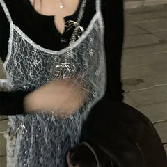 Hnewly Sparkling Lace Hoodie Skirt Strap Inner Skirt