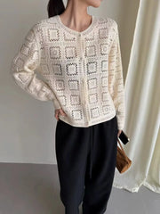 Hnewly Crochet Cardigan for Women Sheer Openwork Button Front Pointelle Knit Jacket Tops Blouse French Chic Boho Vacation Outfit