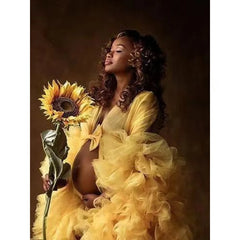 Hnewly Embroidered Maternity Photoshoot Dress Custom Sheer Tulle Train Robe Sexy Pregnancy Gown baby shower vestido maternidad