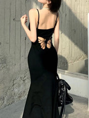 Hnewly Sexy Hollow Butterfly Backless Dresses Women Y2K Summer Elegant Outfits Lady Red Maxi Dress Bodycon Birthday Party Club Sundress