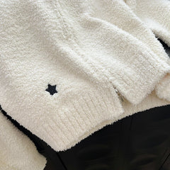 Hnewly Lamb Wool Cardigan Jacket Women 2025 Autumn Winter New Korean Loose Sweater Coat Fashion Zipper Lapel Knittted Outerwear