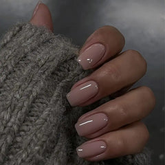 Hnewly 24Pcs Pure Color Fake Nails Square Head French False Nail Medium Length Press On Nails Waterproof Faux Medium Fingernails