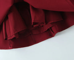 Lunivop Sexy Dark Red Pleated Ruched Halter Dress Women Deep V neck Slim Low Waist Swing Ball Gown Short Dresses Robe Vestidos