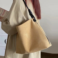 Hnewly Casual Suede Tote Bag Autumn and Winter Velvet Shoulder Bag Large Bucket Bags for Women Designer Purses and Handbags Shopper New