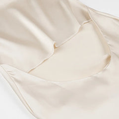 Hnewly 3D Flower Satin Halter-neck Short Dress 2025 New Fashion Beige Slim Sleeveless Dresses Backless Summer Party Dress For Women