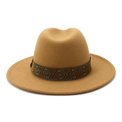 Hnewly Unisex Winter Autumn Women Men Top Hat Wide Brim Panama Jazz Woolen Felt Fedora Hats Elegant Gentlemen Ladies Cowboy Sun Cap