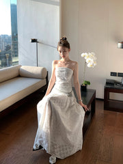 Hnewly Spring Sleeveless Strap Midi Dress Women Beach Style French Elegant One Piece Dress Korean Fashion Clothing Retro Y2k