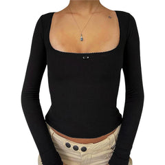 Hnewly y2k Lace Trim Crop Top Women Square Neck T Shirt with Little Flower 2000s Fairycore Grunge Clothing Spring Streetwear