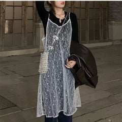 Hnewly Sparkling Lace Hoodie Skirt Strap Inner Skirt