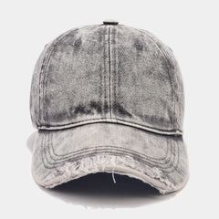 Hnewly New Soft Top Washed Baseball Cap Breathable Adjustable Duckbill Hat Face Slimming Hole Design Sun Protection Cap
