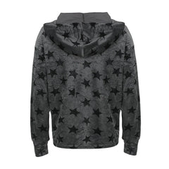 Hnewly Gothic Sweatshirt Women Punk Style Star Pattern Zip Up Long Sleeve Hooded Tops with Pockets y2k Dark Academia Clothes