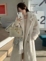 Hnewly Fashion Autumn/Winter Thick Suit Collar Imitation Mink Fur One Piece Fur Eco Friendly Furs Long Coat Women Jacket Winter Clothes