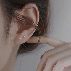 Hnewly Simple Tibetan Cute Love Heart CZ Zircon Mini Small Stud Earrings Birthday Piercing Women Pendiente Plata Jewelry Gift
