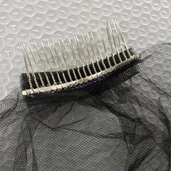 Hnewly 2 Tier Black White Flower Lace Edge Bridal Veils with Comb Elegant Vintage Wedding Cosplay Performance Hair Accessories