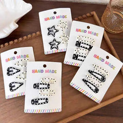 Lunivop Vintage Polka Dot Star Hair Clips Set Japanese Sweet Girlish Heart Geometric Flyaway BB Clips Kids Versatile Hairpins