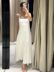 Hnewly Elegant Women's Dress Halter Sleeveless Backless A-line Ankle-length Female Dresses Summer Vacation Date Fashion Lady Robe