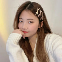 Hnewly Korean Sweet Girls Sweet Hairpin Gradient Color Cross Seamless Bangs Side Clip Broken Hair Clip Edge Clip Candy Color Headwear