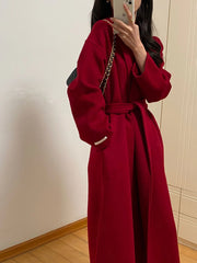 Hnewly Autumn and Winter Women's Casual Solid Color Long Loose Coat