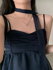 Hnewly BACK TO SCHOOL OUTFIT Korean Fashion Sexy Tank Top Loose Women Aesthetic Sleeveless Y2k Sweet Camis Party Female Halter Collar Casual Clothes Summer