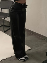 Hnewly leather pants outfits winter Faux Leather Pants Stretch for Women's High Waisted Bodycon Shiny Clubwear Shaping Hip Push Up PU Leather Trousers