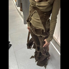 Hnewly American Retro Patchwork Jeans for Women 2025 New Straight Loose Wide Leg Pants Summer Sexy Low-waist Street Denim Pants