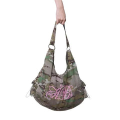 Hnewly Hot Girl Y2K Letter Tote Bag Women Camouflage Double Sided Large Capacity Shoulder Bags Ladies Harajuku Versatile Underarm Bags