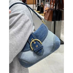 Hnewly High Street Denim Underarm Bag Women New Retro Spring Summer Y2k Shoulder Bags Female Vintage Canvas Casual Handbag Hot Girls