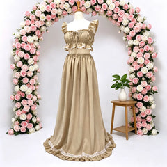 Hnewly Baby Shower Dresses For Pregnant Woman Cotton Fabric Suspender Two-Piece Dress Set Maternity Photoshoot Dress Photography Dress