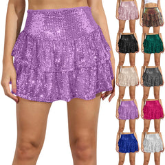 Hnewly Fashion Party Evening Clothes for Women Summer Sexy Elastic High Waist Sequin Mini Pleated Skirts Streetwear Short Dress