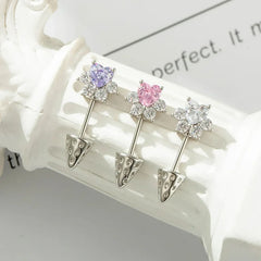 Hnewly 1Pc New Trendy Dopamine Color Sweet Cat Claw Spike Zircon Inlaid Cartilage Studs Unique Piercing Jewelry Gift