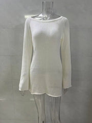 Hnewly Spring New Seaside Vacation Sexy Simple Knitted Perspective Hoodie Dress