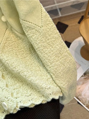 Hnewly Korean Sweater Cardigan Women's Spring Autumn 2025 Versatile Soft Knitted Jacket Elegant Lace Single Breasted Long Sleeved Top