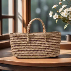 Hnewly New Arrivals Summer Crochet Handmade Women's Tote Bag Custom Raffia Straw Zipper Waterproof Polyester 3L+ Capacity Rectangle