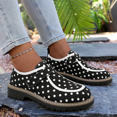 Lunivop Women's Large Size Fashionable Polka Dot Decorated Low-top Shoes Spring and Autumn New Velcro Design Casual Comfortable Loafers