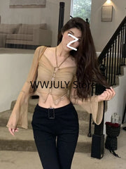Hnewly spring birthday outfit Red Basic 2 Piece Set Woman Slim Casual Blouse Office Lady Outfit Sexy Y2k Crop Tops Korean Fashion Clothing Chic Summer