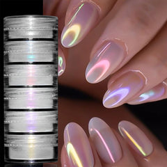 Hnewly 6Box/set Glitter Mirror Dust Nail Powder Chameleon Aurora Metallic Effect Pigments Laser For UV Gel Nail DIY Manicure Decoration