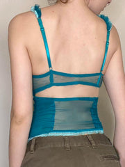 Hnewly Fashion Lace Spliced Dot Prints Skinny Women Camisole Tops Summer Sweet Y2k Backless Bow Blouses