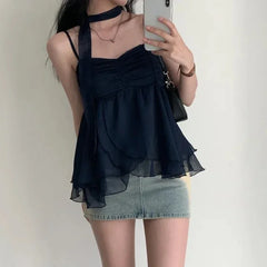 Hnewly summer inspo 2000s Aesthetic Sleeveless Solid Tops Hot Girls Korean Fashion Sweet Tank Top Summer Casual Basic Pure Color Camis Woman Chic