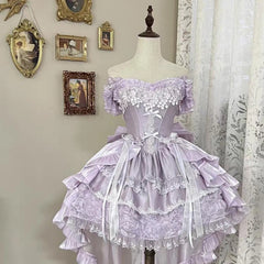 Hnewly Women's Purple Evening Dress New Girl's High Waist Slimming Exquisite Elegant Ball Gown Princess Birthday Party Dresses