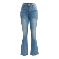 Hnewly Women Classic Style Washed Casual and Versatile Jeans Fashion Retro Commuted Slimming Wide-Leg Straight Trousers