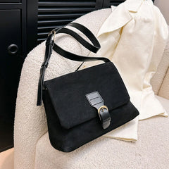 Hnewly Vintage Brown Suede Crossbody Shoulder Bags For Women Designer Leather Tote Handbags Female Casual Travel Purse Sling Bag