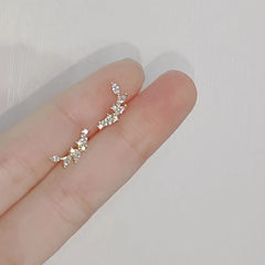 Hnewly Korea Exquisite Curved Shiny Zircon Wheat Stud Earrings for Women Sweet Romantic Wedding Pendiente Plata Jewelry