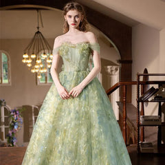 Hnewly High-end Light Green Luxury Evening Dress With Dreamy Forest-themed Flowers And Ethereal Charm