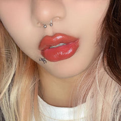 Hnewly 1Pc Trendy Sweet Cool Style Stainless Steel 1.2mm Clockwork Lip Stud High-Quality Body Piercing Gift for Cool Girls
