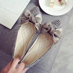 Lunivop Women Flats Pointed Toe Satin Bow Shoes Spring Breathable Loafers Ladies Slip On Shallow Comfort Single Shoes