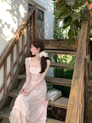 Hnewly Casual Elegant Floral Dress Women Korean Fashion Clothing Outwear Beach Style Strap Dress Even Party Sleeveless Bodycon Summer