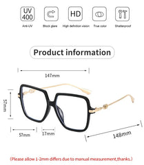 Lunivop Fashion Oversized Square Eyewear Women Retro Chic Blue Light Bloking Glasses Trendy Brand Design Decor Optical Frames Computer