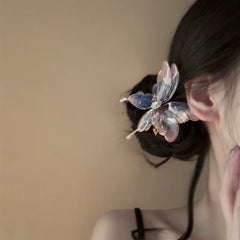 Hnewly 1PC Butterfly Dream Super Fairy New Chinese Retro Heat Shrink Butterfly Hair Clip Niche Design Temperament Hanfu Side Clip